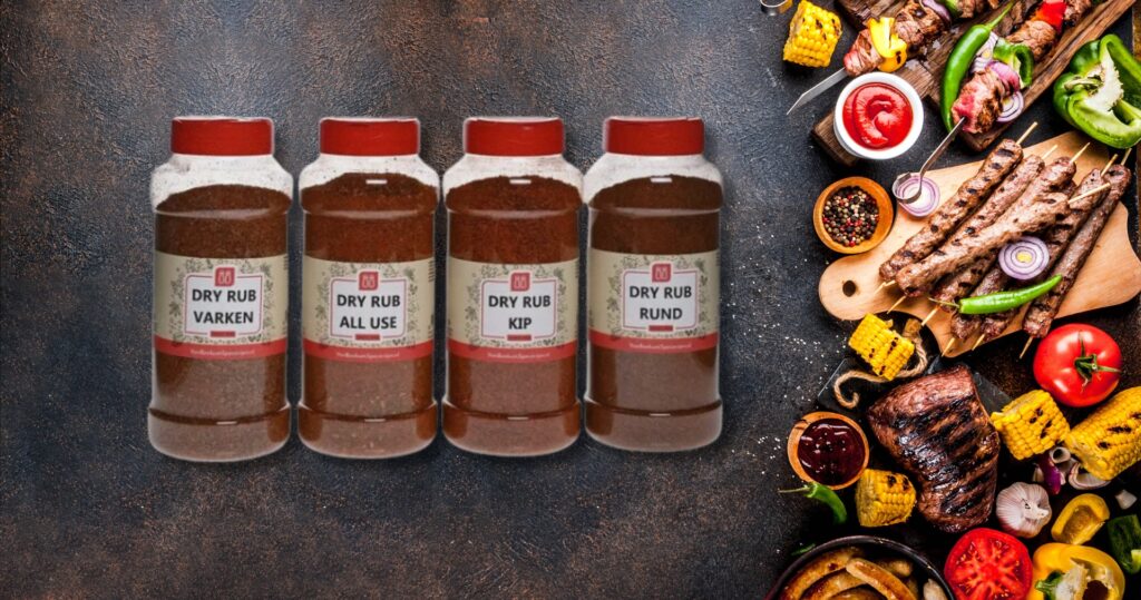 Dry Rub Pakket XL met 4 strooibussen van Van Beekum Specerijen